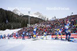 21.01.2024, Antholz, Italy (ITA): Jessica Jislova (CZE), Sophie Chauveau (FRA), Linn Persson (SWE), Anna Magnusson (SWE), Mona Brorsson (SWE), Juni Arnekleiv (NOR), (l-r) - IBU World Cup Biathlon, mass women, Antholz (ITA). www.nordicfocus.com. © Thibaut/NordicFocus. Every downloaded picture is fee-liable.