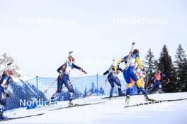 21.01.2024, Antholz, Italy (ITA): Karoline Offigstad Knotten (NOR), Ingrid Landmark Tandrevold (NOR), Hanna Oeberg (SWE), (l-r) - IBU World Cup Biathlon, mass women, Antholz (ITA). www.nordicfocus.com. © Manzoni/NordicFocus. Every downloaded picture is fee-liable.