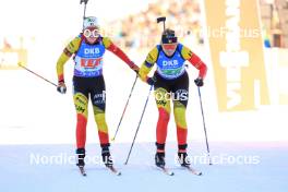 20.01.2024, Antholz, Italy (ITA): Lotte Lie (BEL), Maya Cloetens (BEL), (l-r) - IBU World Cup Biathlon, mixed relay, Antholz (ITA). www.nordicfocus.com. © Manzoni/NordicFocus. Every downloaded picture is fee-liable.