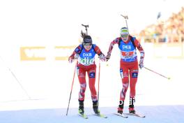 20.01.2024, Antholz, Italy (ITA): Anna Juppe (AUT), Tamara Steiner (AUT), (l-r) - IBU World Cup Biathlon, mixed relay, Antholz (ITA). www.nordicfocus.com. © Manzoni/NordicFocus. Every downloaded picture is fee-liable.