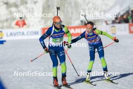 20.01.2024, Antholz, Italy (ITA): Miha Dovzan (SLO), Lena Repinc (SLO), (l-r) - IBU World Cup Biathlon, single mixed relay, Antholz (ITA). www.nordicfocus.com. © Manzoni/NordicFocus. Every downloaded picture is fee-liable.