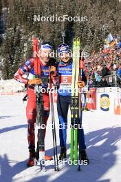 20.01.2024, Antholz, Italy (ITA): Simon Eder (AUT), Lisa Theresa Hauser (AUT), (l-r) - IBU World Cup Biathlon, single mixed relay, Antholz (ITA). www.nordicfocus.com. © Manzoni/NordicFocus. Every downloaded picture is fee-liable.
