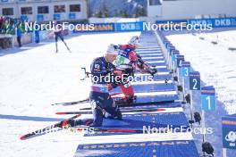 20.01.2024, Antholz, Italy (ITA): Emilien Jacquelin (FRA), Simon Eder (AUT), (l-r) - IBU World Cup Biathlon, single mixed relay, Antholz (ITA). www.nordicfocus.com. © Thibaut/NordicFocus. Every downloaded picture is fee-liable.