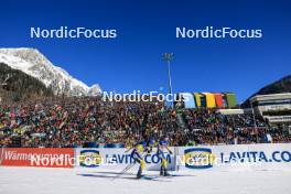 20.01.2024, Antholz, Italy (ITA): Sebastian Samuelsson (SWE), Mona Brorsson (SWE), (l-r) - IBU World Cup Biathlon, single mixed relay, Antholz (ITA). www.nordicfocus.com. © Manzoni/NordicFocus. Every downloaded picture is fee-liable.