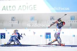 20.01.2024, Antholz, Italy (ITA): Ingrid Landmark Tandrevold (NOR), Vanessa Voigt (GER), (l-r) - IBU World Cup Biathlon, single mixed relay, Antholz (ITA). www.nordicfocus.com. © Thibaut/NordicFocus. Every downloaded picture is fee-liable.