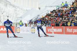 20.01.2024, Antholz, Italy (ITA): Campbell Wright (USA), Emilien Jacquelin (FRA), (l-r) - IBU World Cup Biathlon, single mixed relay, Antholz (ITA). www.nordicfocus.com. © Manzoni/NordicFocus. Every downloaded picture is fee-liable.