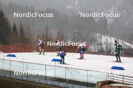 01.03.2024, Oslo, Norway (NOR): Andrejs Rastorgujevs (LAT), Philipp Nawrath (GER), Jonas Marecek (CZE), Vytautas Strolia (LTU), Jake Brown (USA) - IBU World Cup Biathlon, individual men, Oslo (NOR). www.nordicfocus.com. © Manzoni/NordicFocus. Every downloaded picture is fee-liable.