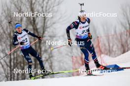 01.03.2024, Oslo, Norway (NOR): Lukas Hofer (ITA), Emilien Jacquelin (FRA), (l-r) - IBU World Cup Biathlon, individual men, Oslo (NOR). www.nordicfocus.com. © Manzoni/NordicFocus. Every downloaded picture is fee-liable.