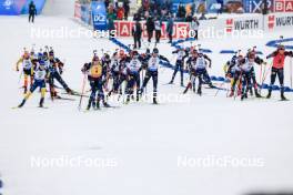02.03.2024, Oslo, Norway (NOR): Martin Ponsiluoma (SWE), Johannes Thingnes Boe (NOR), Sturla Holm Laegreid (NOR), Tarjei Boe (NOR), Eric Perrot (FRA), Endre Stroemsheim (NOR), Johannes Dale-Skjevdal (NOR), (l-r) - IBU World Cup Biathlon, mass men, Oslo (NOR). www.nordicfocus.com. © Manzoni/NordicFocus. Every downloaded picture is fee-liable.