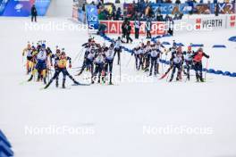 02.03.2024, Oslo, Norway (NOR): Martin Ponsiluoma (SWE), Johannes Thingnes Boe (NOR), Sturla Holm Laegreid (NOR), Tarjei Boe (NOR), Endre Stroemsheim (NOR), Johannes Kuehn (GER), Johannes Dale-Skjevdal (NOR), (l-r) - IBU World Cup Biathlon, mass men, Oslo (NOR). www.nordicfocus.com. © Manzoni/NordicFocus. Every downloaded picture is fee-liable.