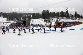 02.03.2024, Oslo, Norway (NOR): Justus Strelow (GER), Emilien Jacquelin (FRA), Martin Ponsiluoma (SWE), Sturla Holm Laegreid (NOR), Tarjei Boe (NOR), Endre Stroemsheim (NOR), Vetle Sjaastad Christiansen (NOR), Johannes Dale-Skjevdal (NOR), Johannes Thingnes Boe (NOR), (l-r) - IBU World Cup Biathlon, mass men, Oslo (NOR). www.nordicfocus.com. © Manzoni/NordicFocus. Every downloaded picture is fee-liable.