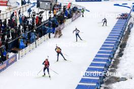 02.03.2024, Oslo, Norway (NOR): Johannes Dale-Skjevdal (NOR), Johannes Thingnes Boe (NOR), Quentin Fillon Maillet (FRA), (l-r) - IBU World Cup Biathlon, mass men, Oslo (NOR). www.nordicfocus.com. © Manzoni/NordicFocus. Every downloaded picture is fee-liable.