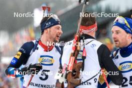 02.03.2024, Oslo, Norway (NOR): Sturla Holm Laegreid (NOR), Benedikt Doll (GER), Jesper Nelin (SWE), (l-r) - IBU World Cup Biathlon, mass men, Oslo (NOR). www.nordicfocus.com. © Manzoni/NordicFocus. Every downloaded picture is fee-liable.