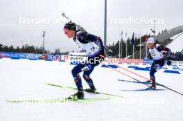 02.03.2024, Oslo, Norway (NOR): Quentin Fillon Maillet (FRA), Antonin Guigonnat (FRA), (l-r) - IBU World Cup Biathlon, mass men, Oslo (NOR). www.nordicfocus.com. © Manzoni/NordicFocus. Every downloaded picture is fee-liable.
