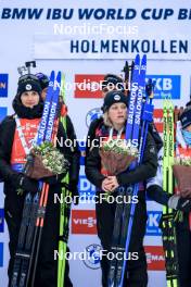 03.03.2024, Oslo, Norway (NOR): Julia Simon (FRA), Sophie Chauveau (FRA), Quentin Fillon Maillet (FRA), Fabien Claude (FRA), (l-r) - IBU World Cup Biathlon, mixed relay, Oslo (NOR). www.nordicfocus.com. © Manzoni/NordicFocus. Every downloaded picture is fee-liable.