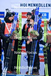 03.03.2024, Oslo, Norway (NOR): Julia Simon (FRA), Sophie Chauveau (FRA), Quentin Fillon Maillet (FRA), Fabien Claude (FRA), (l-r) - IBU World Cup Biathlon, mixed relay, Oslo (NOR). www.nordicfocus.com. © Manzoni/NordicFocus. Every downloaded picture is fee-liable.
