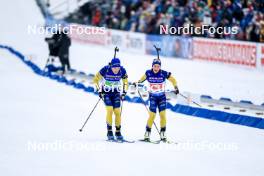 03.03.2024, Oslo, Norway (NOR): Sebastian Samuelsson (SWE), Anna Magnusson (SWE), (l-r) - IBU World Cup Biathlon, single mixed relay, Oslo (NOR). www.nordicfocus.com. © Manzoni/NordicFocus. Every downloaded picture is fee-liable.