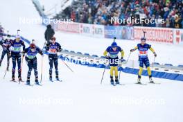 03.03.2024, Oslo, Norway (NOR): Emilien Jacquelin (FRA), Vetle Sjaastad Christiansen (0), Juni Arnekleiv (NOR), Sebastian Samuelsson (SWE), Anna Magnusson (SWE), (l-r) - IBU World Cup Biathlon, single mixed relay, Oslo (NOR). www.nordicfocus.com. © Manzoni/NordicFocus. Every downloaded picture is fee-liable.