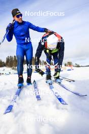 28.02.2024, Oslo, Norway (NOR): Toni Puntel (ITA), Salomon race service, Greg Deschamps (FRA), technician Team France, (l-r) - IBU World Cup Biathlon, training, Oslo (NOR). www.nordicfocus.com. © Manzoni/NordicFocus. Every downloaded picture is fee-liable.
