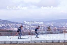 28.02.2024, Oslo, Norway (NOR): Vetle Sjaastad Christiansen (NOR), Tarjei Boe (NOR), Sturla Holm Laegreid (NOR), (l-r) - IBU World Cup Biathlon, training, Oslo (NOR). www.nordicfocus.com. © Manzoni/NordicFocus. Every downloaded picture is fee-liable.