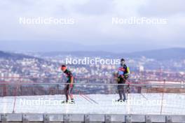 28.02.2024, Oslo, Norway (NOR): Philipp Horn (GER), Gerhard Urain (AUT), Fischer (l-r) - IBU World Cup Biathlon, training, Oslo (NOR). www.nordicfocus.com. © Manzoni/NordicFocus. Every downloaded picture is fee-liable.