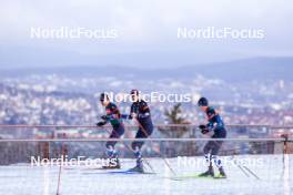 28.02.2024, Oslo, Norway (NOR): Sturla Holm Laegreid (NOR), Vetle Sjaastad Christiansen (NOR), Tarjei Boe (NOR), (l-r) - IBU World Cup Biathlon, training, Oslo (NOR). www.nordicfocus.com. © Manzoni/NordicFocus. Every downloaded picture is fee-liable.