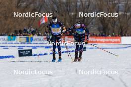 08.03.2024, Soldier Hollow, United States of America (USA): Eric Perrot (FRA), Emilien Jacquelin (FRA), (l-r) - IBU World Cup Biathlon, relay men, Soldier Hollow (USA). www.nordicfocus.com. © Manzoni/NordicFocus. Every downloaded picture is fee-liable.