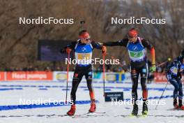 08.03.2024, Soldier Hollow, United States of America (USA): Benedikt Doll (GER), Johannes Kuehn (GER), (l-r) - IBU World Cup Biathlon, relay men, Soldier Hollow (USA). www.nordicfocus.com. © Manzoni/NordicFocus. Every downloaded picture is fee-liable.