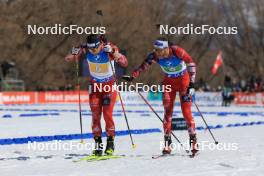 08.03.2024, Soldier Hollow, United States of America (USA): David Komatz (AUT), Simon Eder (AUT), (l-r) - IBU World Cup Biathlon, relay men, Soldier Hollow (USA). www.nordicfocus.com. © Manzoni/NordicFocus. Every downloaded picture is fee-liable.