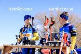 08.03.2024, Soldier Hollow, United States of America (USA): Sebastian Samuelsson (SWE), Martin Ponsiluoma (SWE), (l-r) - IBU World Cup Biathlon, relay men, Soldier Hollow (USA). www.nordicfocus.com. © Manzoni/NordicFocus. Every downloaded picture is fee-liable.