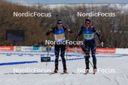 08.03.2024, Soldier Hollow, United States of America (USA): Didier Bionaz (ITA), Tommaso Giacomel (ITA), (l-r) - IBU World Cup Biathlon, relay men, Soldier Hollow (USA). www.nordicfocus.com. © Manzoni/NordicFocus. Every downloaded picture is fee-liable.