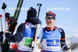 08.03.2024, Soldier Hollow, United States of America (USA): Sturla Holm Laegreid (NOR), Tarjei Boe (NOR), Vetle Sjaastad Christiansen (NOR), (l-r) - IBU World Cup Biathlon, relay men, Soldier Hollow (USA). www.nordicfocus.com. © Manzoni/NordicFocus. Every downloaded picture is fee-liable.