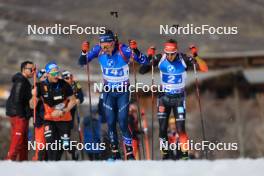 08.03.2024, Soldier Hollow, United States of America (USA): Jake Brown (USA), Philipp Nawrath (GER), (l-r) - IBU World Cup Biathlon, relay men, Soldier Hollow (USA). www.nordicfocus.com. © Manzoni/NordicFocus. Every downloaded picture is fee-liable.
