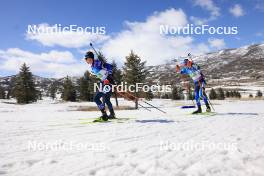 08.03.2024, Soldier Hollow, United States of America (USA): Sean Doherty (USA), Dmytro Pidruchnyi (UKR), (l-r) - IBU World Cup Biathlon, relay men, Soldier Hollow (USA). www.nordicfocus.com. © Manzoni/NordicFocus. Every downloaded picture is fee-liable.
