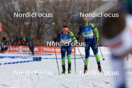08.03.2024, Soldier Hollow, United States of America (USA): Jakov Fak (SLO), Anton Vidmar (SLO), (l-r) - IBU World Cup Biathlon, relay men, Soldier Hollow (USA). www.nordicfocus.com. © Manzoni/NordicFocus. Every downloaded picture is fee-liable.