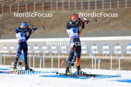 08.03.2024, Soldier Hollow, United States of America (USA): Lukas Hofer (ITA), Philipp Nawrath (GER), (l-r) - IBU World Cup Biathlon, relay men, Soldier Hollow (USA). www.nordicfocus.com. © Manzoni/NordicFocus. Every downloaded picture is fee-liable.