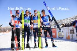 08.03.2024, Soldier Hollow, United States of America (USA): Sturla Holm Laegreid (NOR), Tarjei Boe (NOR), Johannes Thingnes Boe (NOR), Vetle Sjaastad Christiansen (NOR), (l-r) - IBU World Cup Biathlon, relay men, Soldier Hollow (USA). www.nordicfocus.com. © Manzoni/NordicFocus. Every downloaded picture is fee-liable.