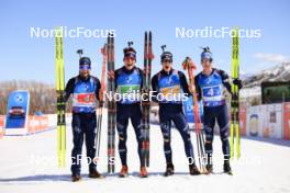 08.03.2024, Soldier Hollow, United States of America (USA): Patrick Braunhofer (ITA), Tommaso Giacomel (ITA), Didier Bionaz (ITA), Lukas Hofer (ITA), (l-r) - IBU World Cup Biathlon, relay men, Soldier Hollow (USA). www.nordicfocus.com. © Manzoni/NordicFocus. Every downloaded picture is fee-liable.