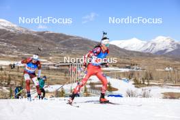 08.03.2024, Soldier Hollow, United States of America (USA): Renars Birkentals (LAT), Dominic Unterweger (AUT), (l-r) - IBU World Cup Biathlon, relay men, Soldier Hollow (USA). www.nordicfocus.com. © Manzoni/NordicFocus. Every downloaded picture is fee-liable.