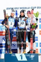 09.03.2024, Soldier Hollow, United States of America (USA): Emilien Jacquelin (FRA), Eric Perrot (FRA), Johan-Olav Botn (NOR), (l-r) - IBU World Cup Biathlon, sprint men, Soldier Hollow (USA). www.nordicfocus.com. © Manzoni/NordicFocus. Every downloaded picture is fee-liable.