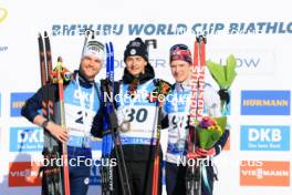09.03.2024, Soldier Hollow, United States of America (USA): Emilien Jacquelin (FRA), Eric Perrot (FRA), Johan-Olav Botn (NOR), (l-r) - IBU World Cup Biathlon, sprint men, Soldier Hollow (USA). www.nordicfocus.com. © Manzoni/NordicFocus. Every downloaded picture is fee-liable.