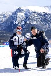 15.03.2024, Canmore, Canada (CAN): Johannes Thingnes Boe (NOR), Olle Dahlin (SWE), IBU President, (l-r) - IBU World Cup Biathlon, cups, Canmore (CAN). www.nordicfocus.com. © Manzoni/NordicFocus. Every downloaded picture is fee-liable.