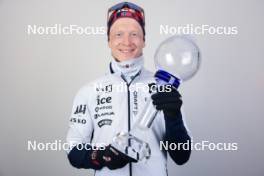 17.03.2024, Canmore, Canada (CAN): Johannes Thingnes Boe (NOR) - IBU World Cup Biathlon, trophies, Canmore (CAN). www.nordicfocus.com. © Manzoni/NordicFocus. Every downloaded picture is fee-liable.