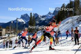 17.03.2024, Canmore, Canada (CAN): Tero Seppala (FIN), Vebjoern Soerum (NOR), Florent Claude (BEL), (l-r) - IBU World Cup Biathlon, mass men, Canmore (CAN). www.nordicfocus.com. © Manzoni/NordicFocus. Every downloaded picture is fee-liable.