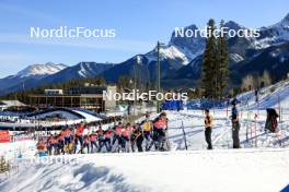 17.03.2024, Canmore, Canada (CAN): Emilien Jacquelin (FRA), Sebastian Samuelsson (SWE), Johannes Dale-Skjevdal (NOR), Lukas Hofer (ITA), Tarjei Boe (NOR), Sturla Holm Laegreid (NOR), Johannes Thingnes Boe (NOR), Vetle Sjaastad Christiansen (NOR), (l-r) - IBU World Cup Biathlon, mass men, Canmore (CAN). www.nordicfocus.com. © Manzoni/NordicFocus. Every downloaded picture is fee-liable.