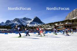 17.03.2024, Canmore, Canada (CAN): Lou Jeanmonnot (FRA), Ingrid Landmark Tandrevold (NOR), Julia Simon (FRA), Lena Haecki-Gross (SUI), Elvira Oeberg (SWE), Hanna Oeberg (SWE), Karoline Offigstad Knotten (NOR), Vanessa Voigt (GER), (l-r) - IBU World Cup Biathlon, mass women, Canmore (CAN). www.nordicfocus.com. © Manzoni/NordicFocus. Every downloaded picture is fee-liable.
