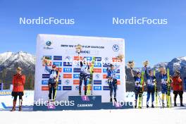 17.03.2024, Canmore, Canada (CAN): Janina Hettich-Walz (GER), Lou Jeanmonnot (FRA), Gilonne Guigonnat (FRA), Justine Braisaz-Bouchet (FRA), Anna Gandler (AUT), Hanna Oeberg (SWE), (l-r) - IBU World Cup Biathlon, mass women, Canmore (CAN). www.nordicfocus.com. © Manzoni/NordicFocus. Every downloaded picture is fee-liable.