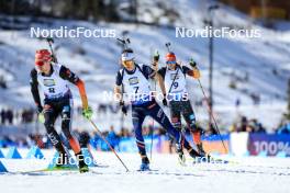 16.03.2024, Canmore, Canada (CAN): Johannes Kuehn (GER), Eric Perrot (FRA), Danilo Riethmueller (GER), (l-r) - IBU World Cup Biathlon, pursuit men, Canmore (CAN). www.nordicfocus.com. © Manzoni/NordicFocus. Every downloaded picture is fee-liable.