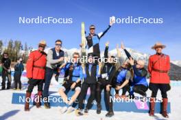 16.03.2024, Canmore, Canada (CAN): Kristo Siimer (EST), Regina Ermits (EST), Raido Raenkel (EST), (l-r) - IBU World Cup Biathlon, pursuit men, Canmore (CAN). www.nordicfocus.com. © Manzoni/NordicFocus. Every downloaded picture is fee-liable.