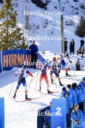 16.03.2024, Canmore, Canada (CAN): Jonas Marecek (CZE), David Komatz (AUT), Elia Zeni (ITA), Jakub Stvrtecky (CZE), (l-r) - IBU World Cup Biathlon, pursuit men, Canmore (CAN). www.nordicfocus.com. © Manzoni/NordicFocus. Every downloaded picture is fee-liable.